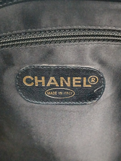 CHANEL Coco Mark Caviar Skin Double Chain Tote Bag