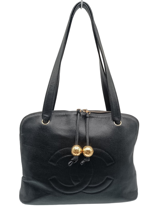 CHANEL Coco Mark Caviar Tote Bag