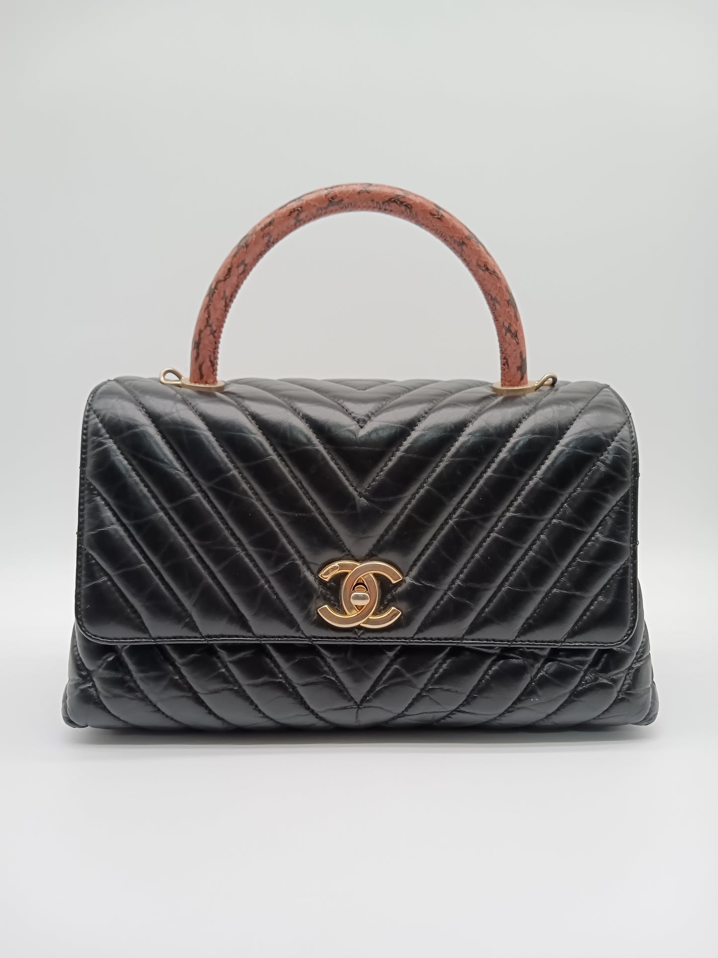 CHANEL Calfskin Coco Handle V-Stitch