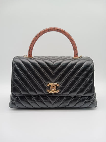 CHANEL Calfskin Coco Handle V-Stitch