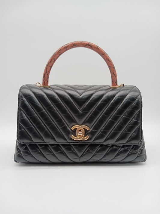 CHANEL Calfskin Coco Handle V-Stitch