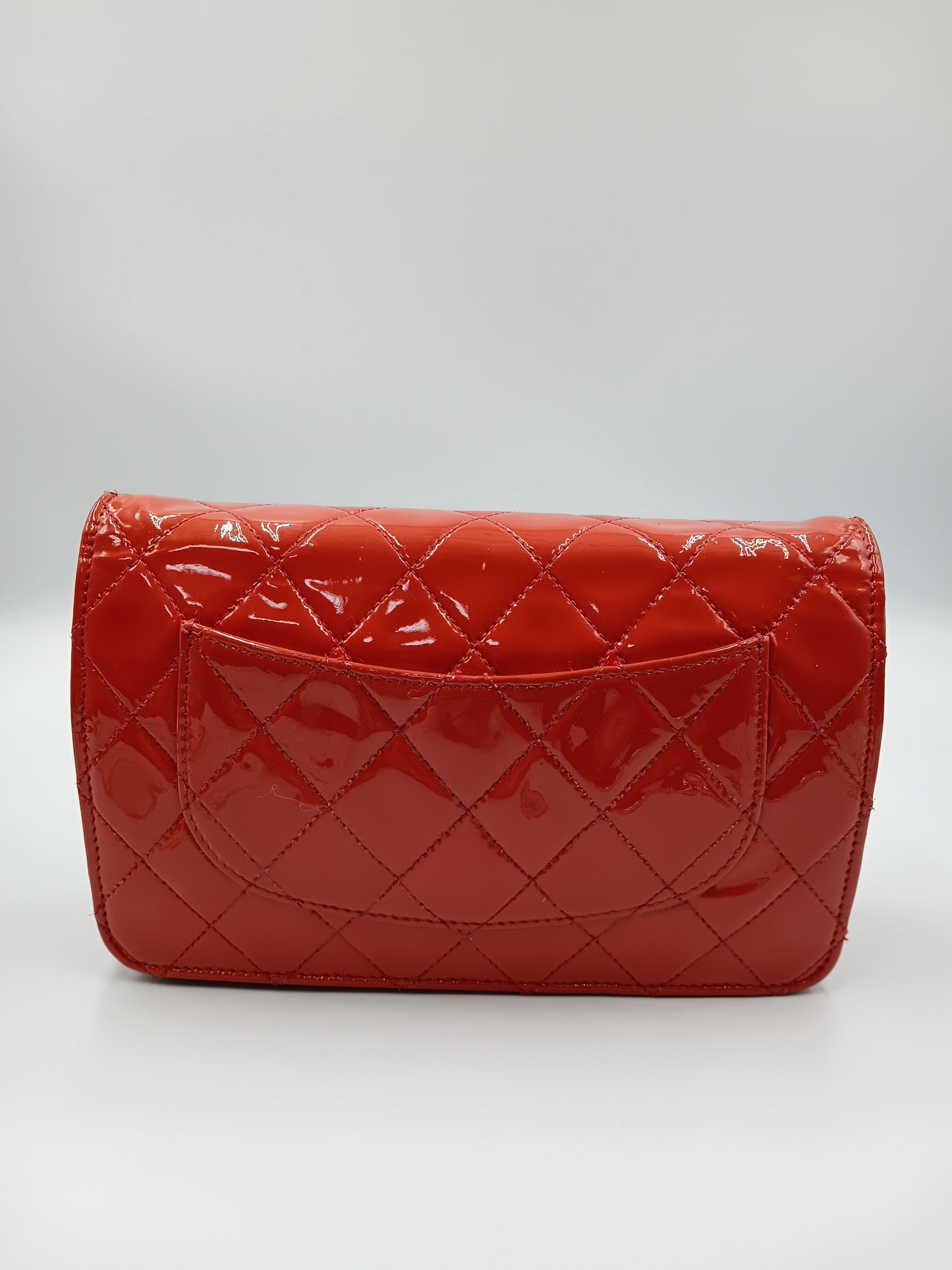 CHANEL Quilted Patent Wallet On Chain Flap