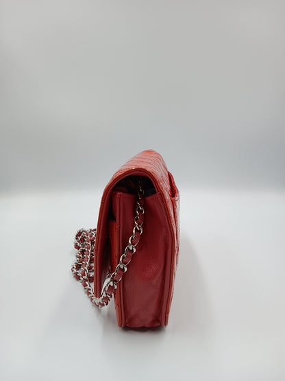 CHANEL Quilted Patent Wallet On Chain Flap