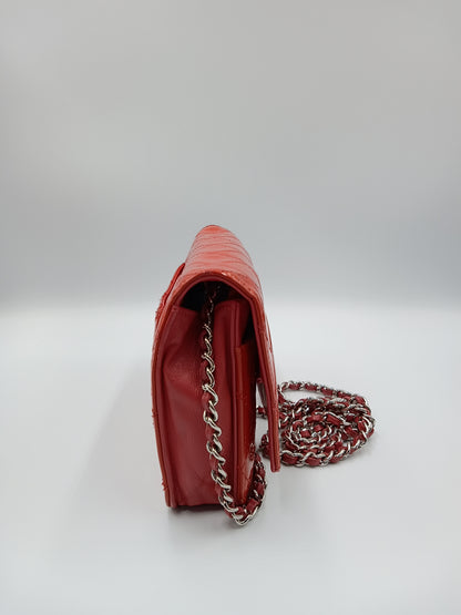 CHANEL Quilted Patent Wallet On Chain Flap
