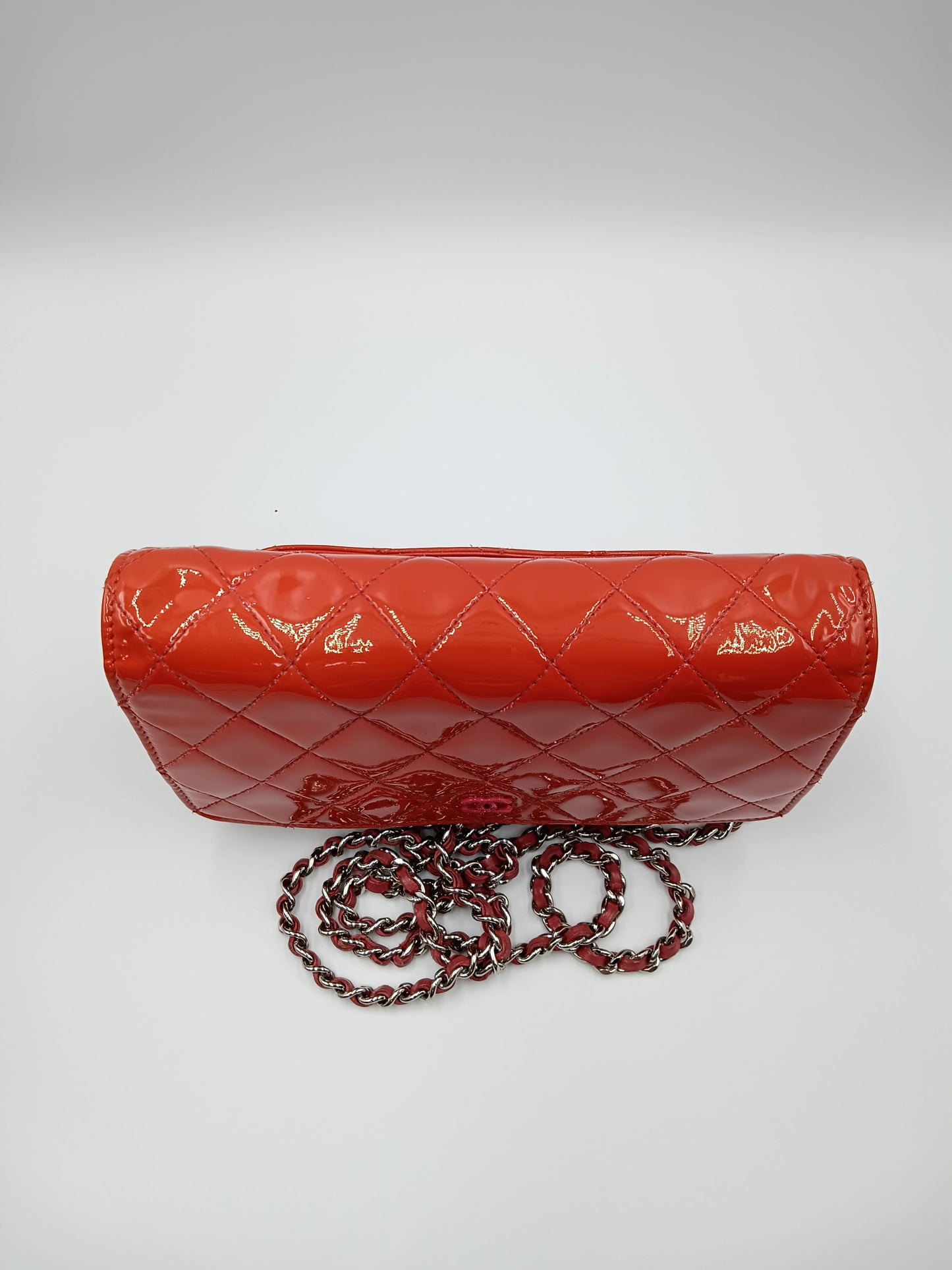 CHANEL Quilted Patent Wallet On Chain Flap