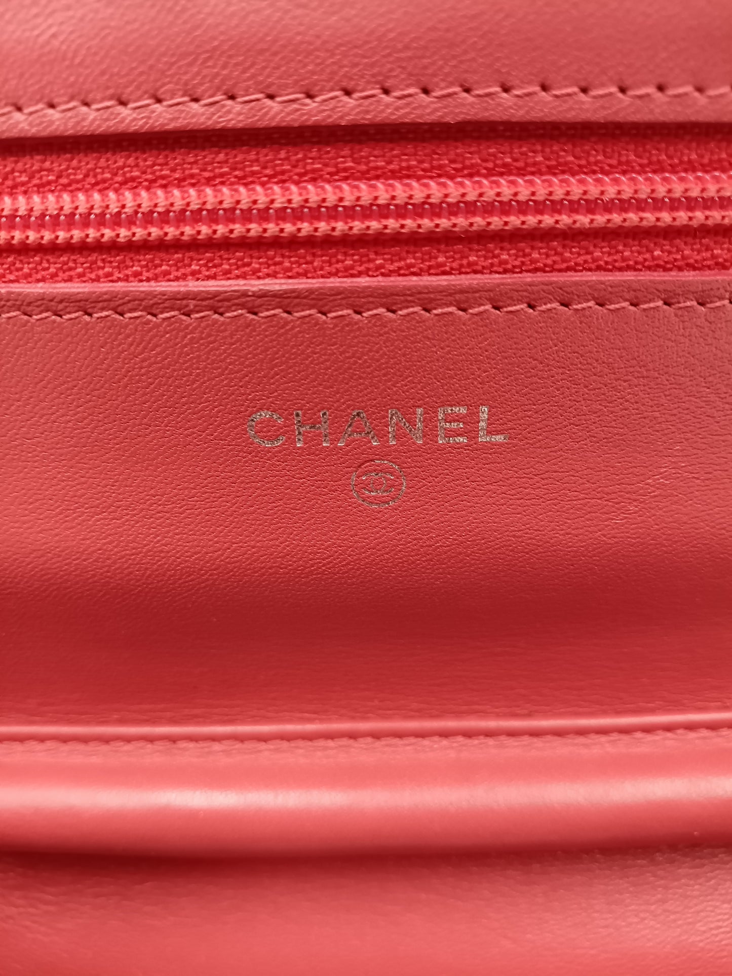 CHANEL Quilted Patent Wallet On Chain Flap