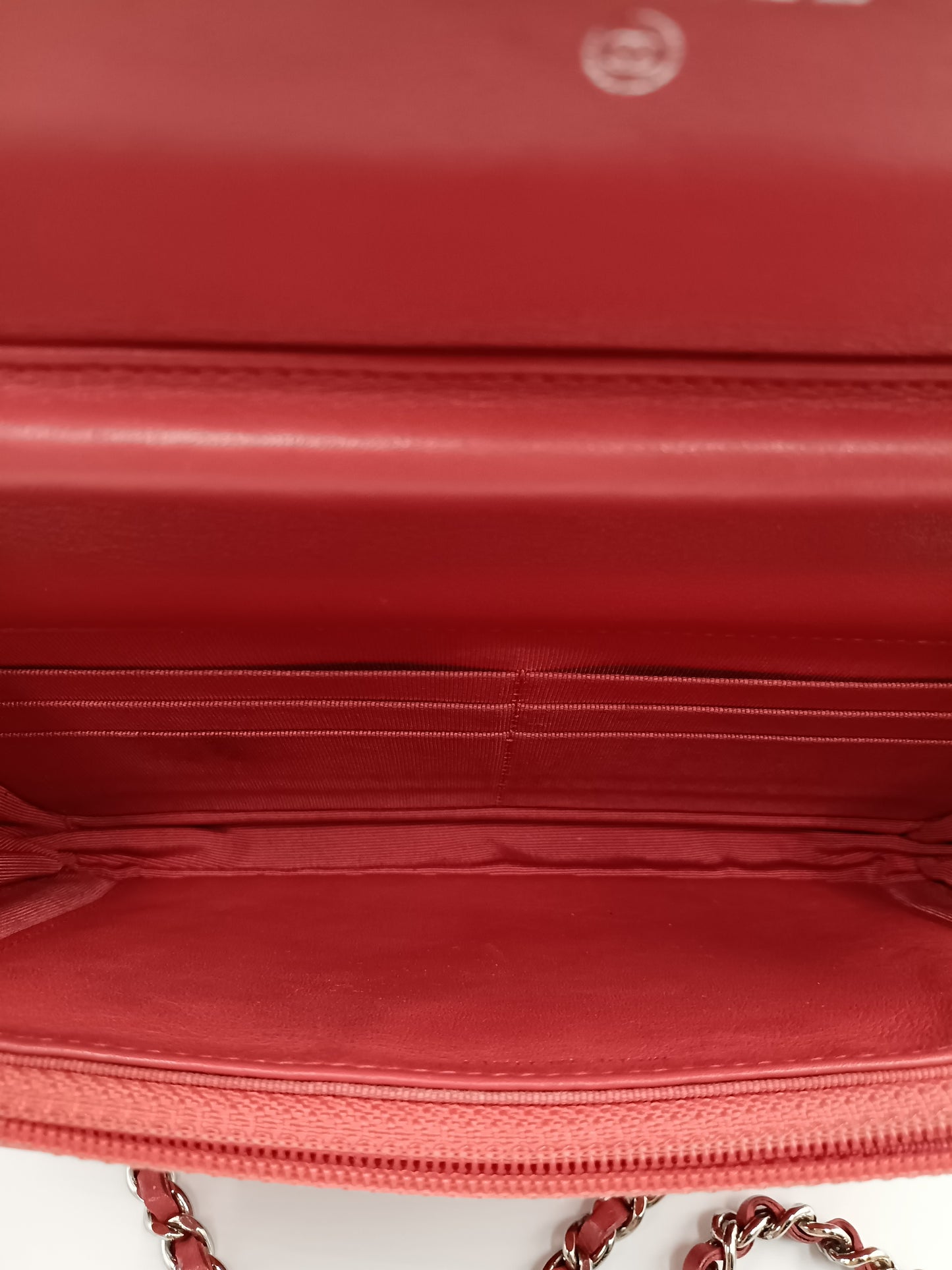 CHANEL Quilted Patent Wallet On Chain Flap