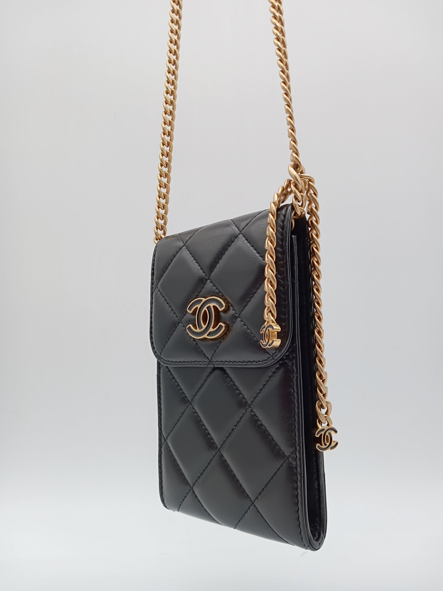 CHANEL Lamb Quilted Phone Holder
