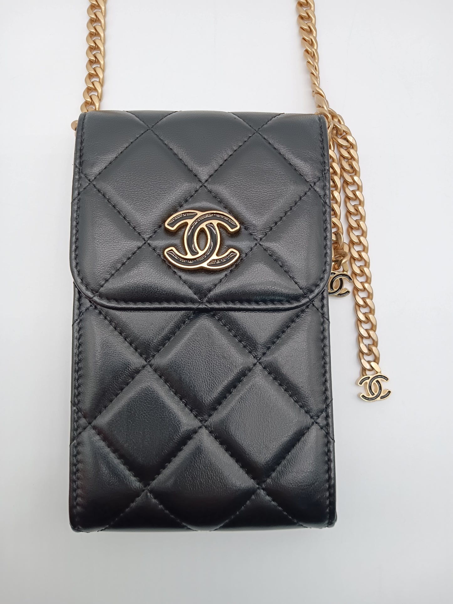 CHANEL Lamb Quilted Phone Holder
