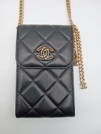 CHANEL Lamb Quilted Phone Holder