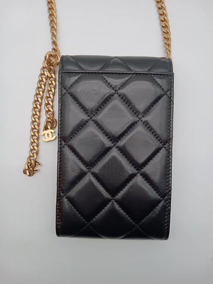 CHANEL Lamb Quilted Phone Holder
