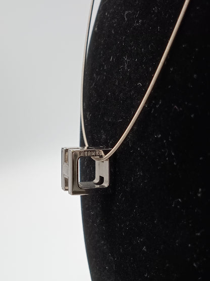 HERMES Cage d'H Cube Pendant Necklace