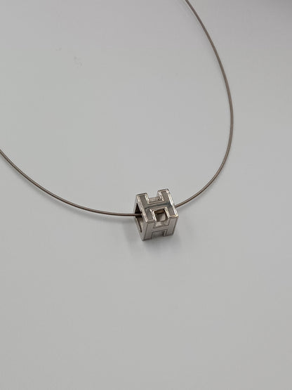 HERMES Cage d'H Cube Pendant Necklace