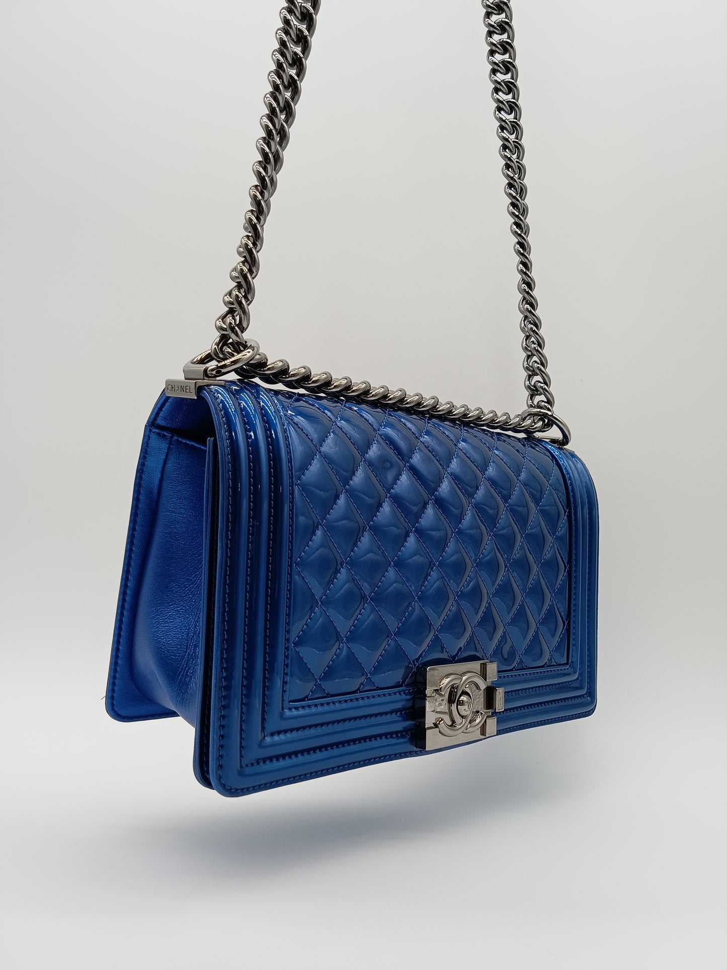 CHANEL Patent Quilted Leboy