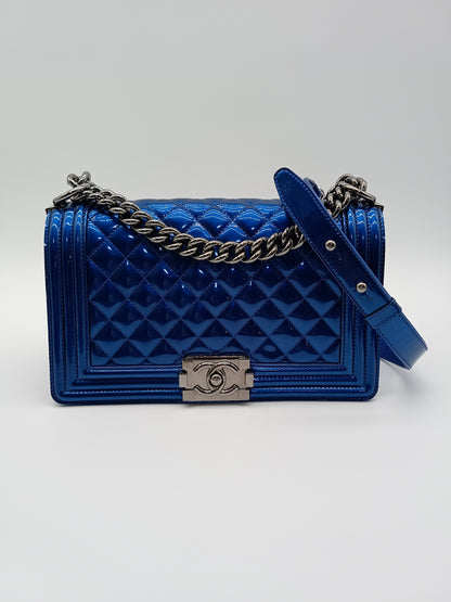 CHANEL Patent Quilted Leboy