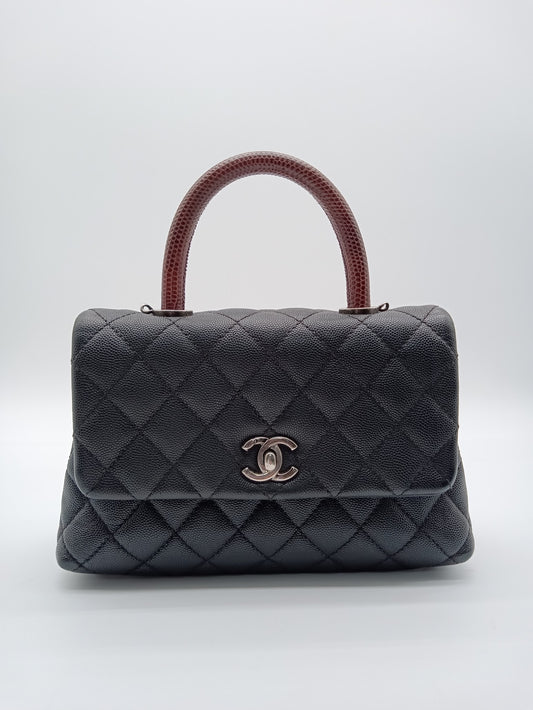 CHANEL Caviar Coco Handle Lizard