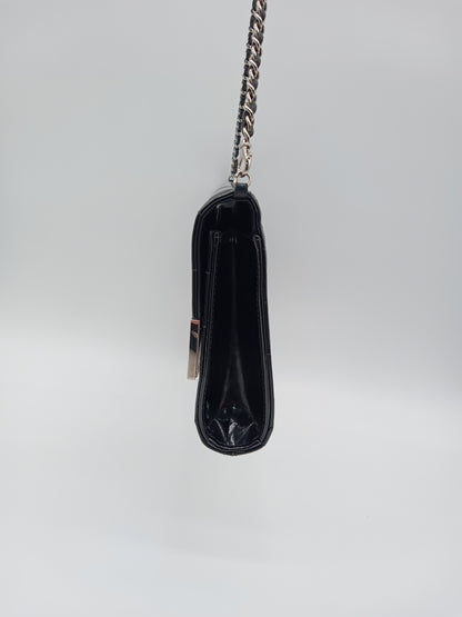 CHANEL Patent Choco Bar Clutch on Chain
