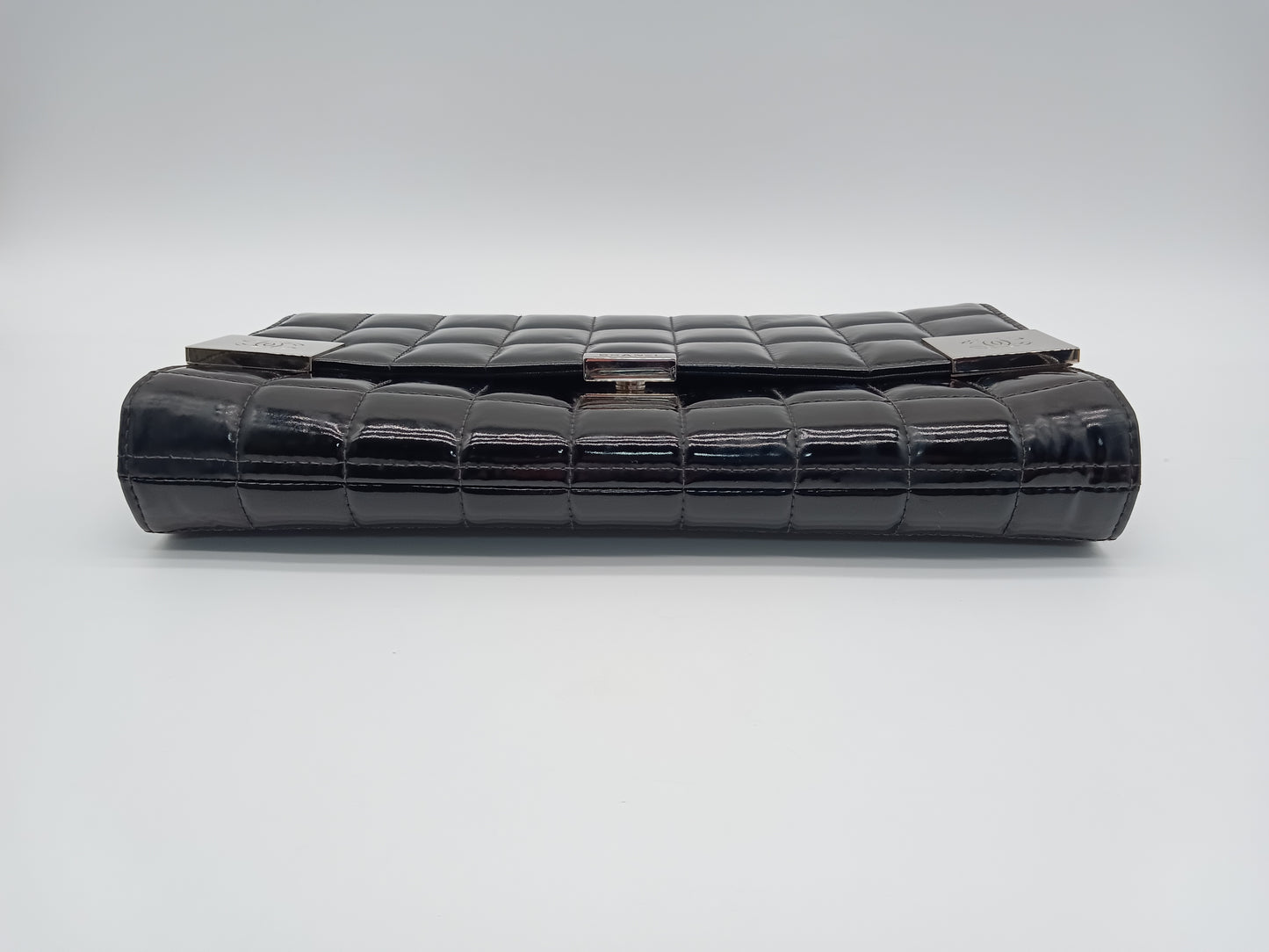 CHANEL Patent Choco Bar Clutch on Chain
