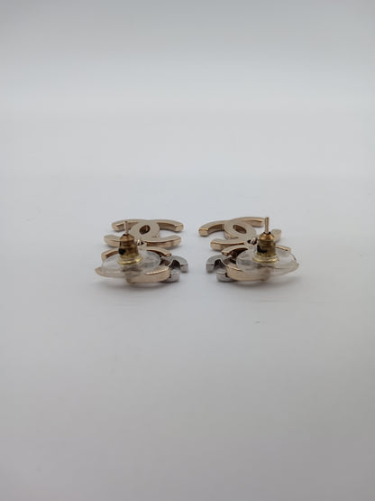 CHANEL Triple Coco Mark Rhinestones Earrings