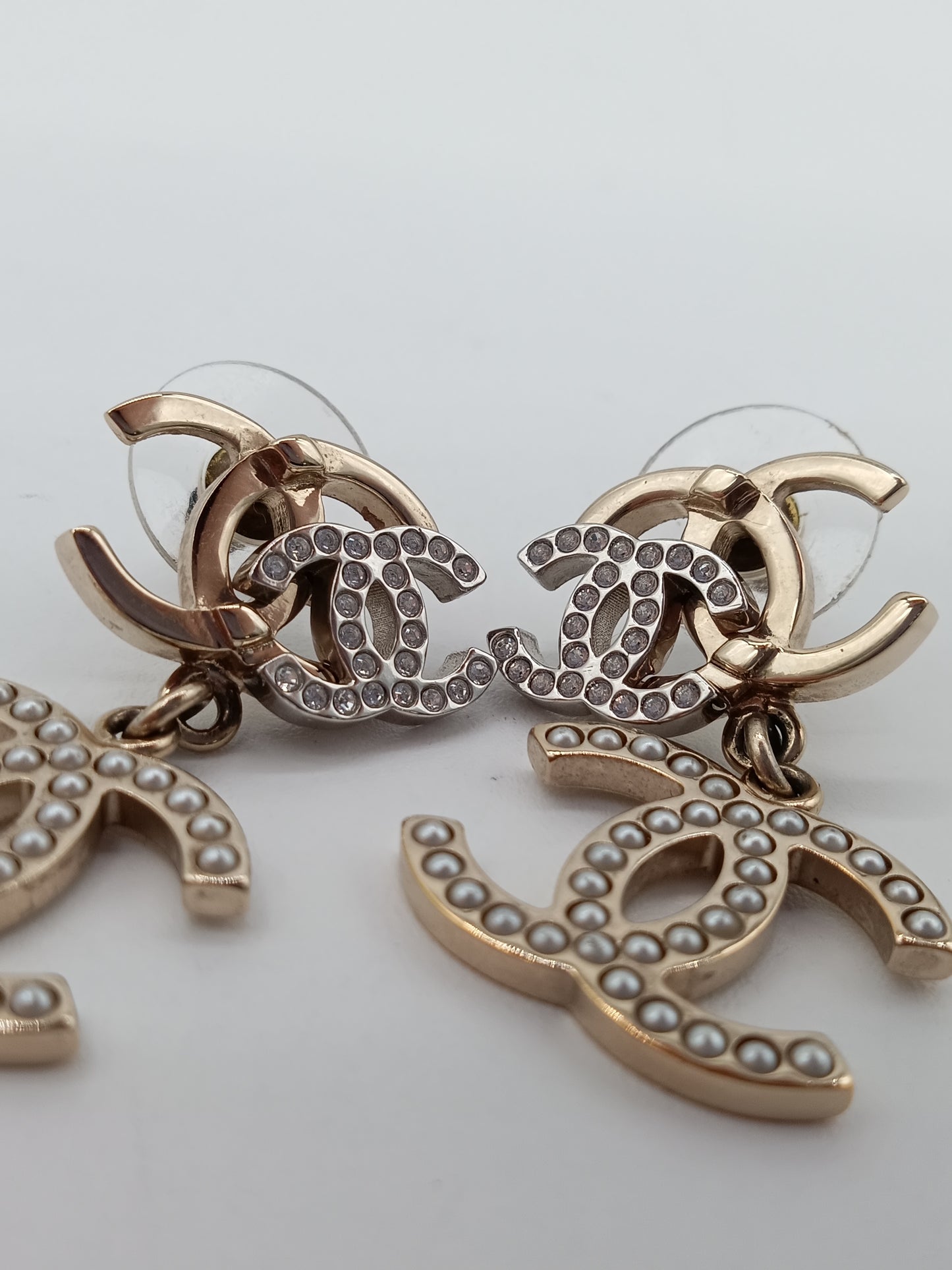 CHANEL Triple Coco Mark Rhinestones Earrings