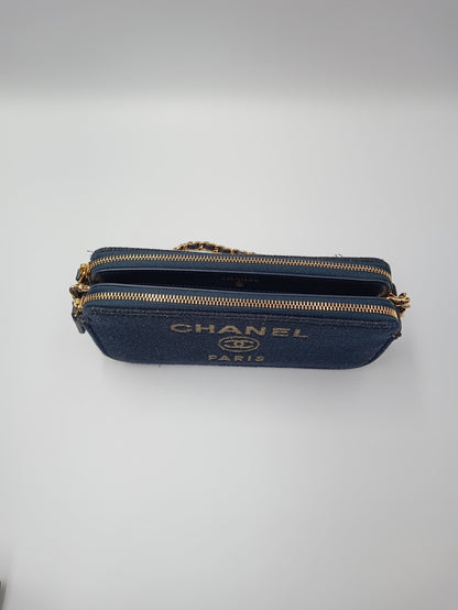 CHANEL Mesh Canvas Deauville Clutch Bag