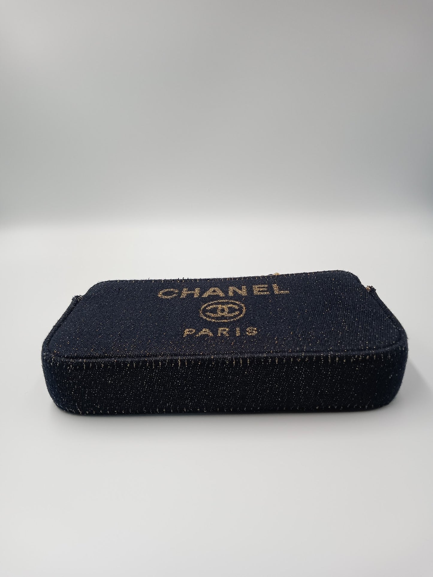 CHANEL Mesh Canvas Deauville Clutch Bag