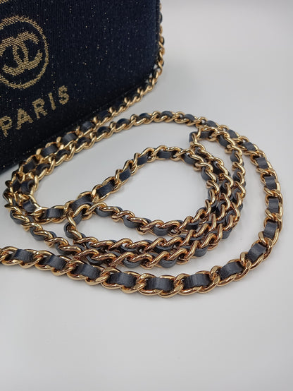 CHANEL Mesh Canvas Deauville Clutch Bag