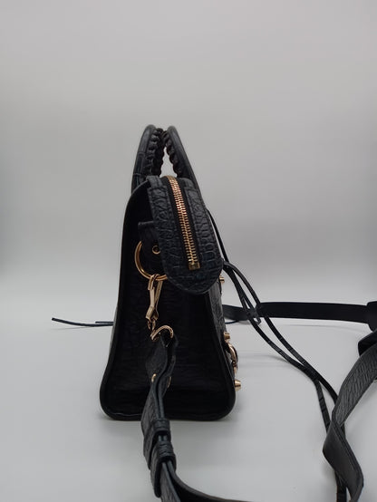 BALENCIAGA Crocodile Embossed Edge City Bag