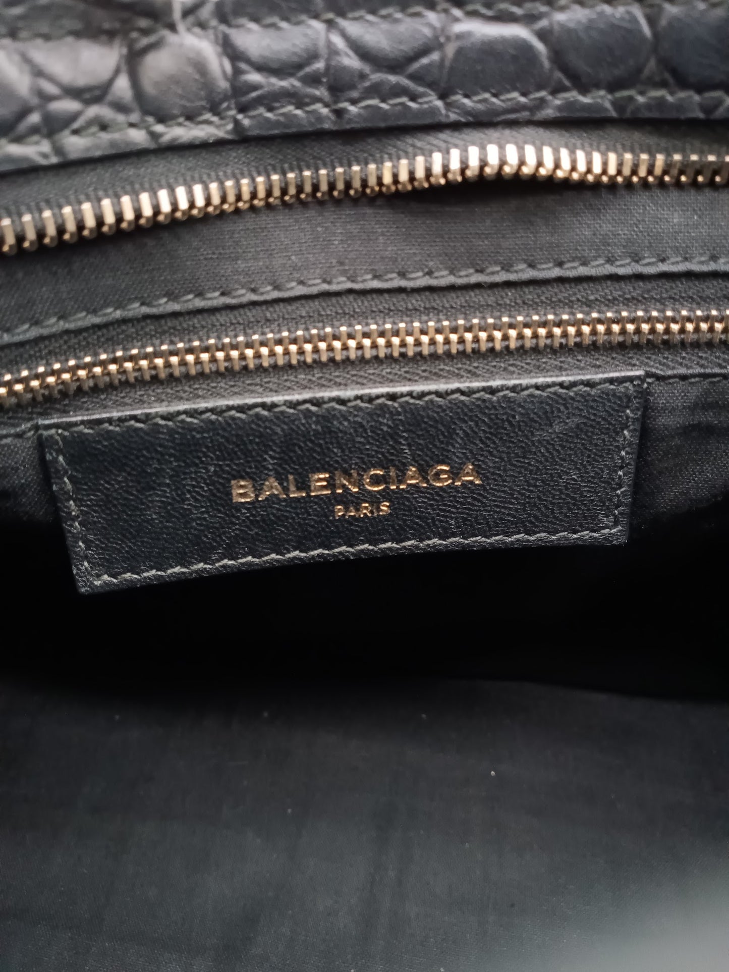 BALENCIAGA Crocodile Embossed Edge City Bag