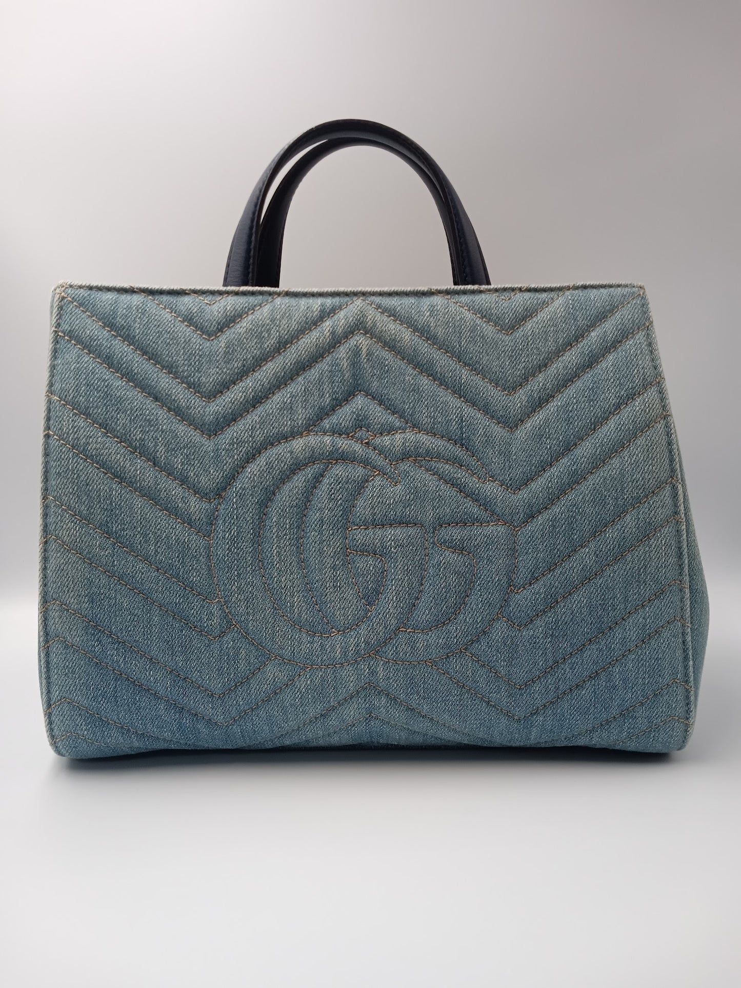 GUCCI Marmont Denim Pearly Tote
