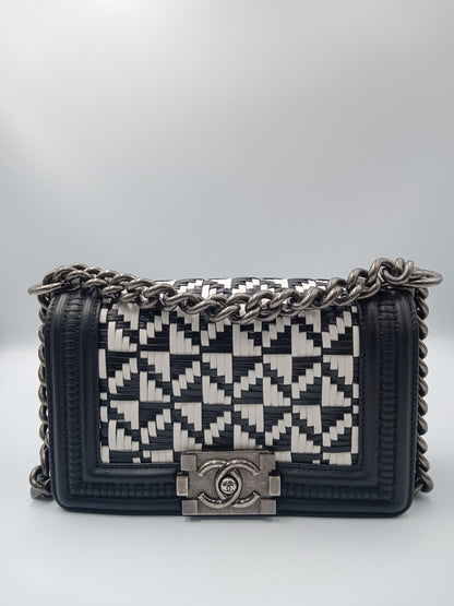 CHANEL Woven Black & White Leboy