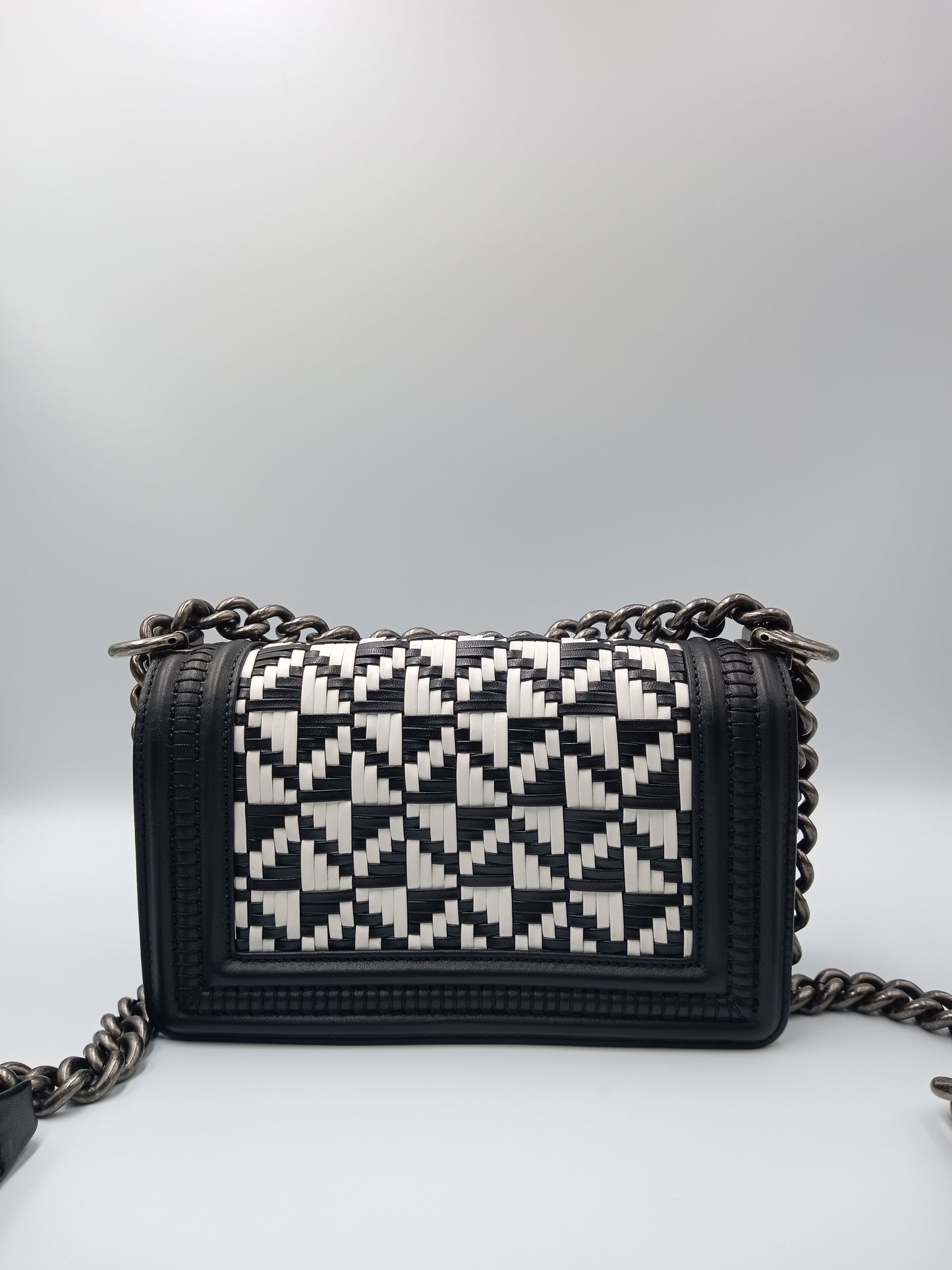 CHANEL Woven Black & White Leboy