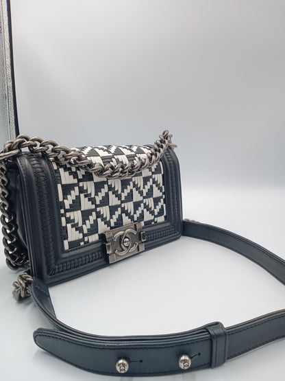 CHANEL Woven Black & White Leboy