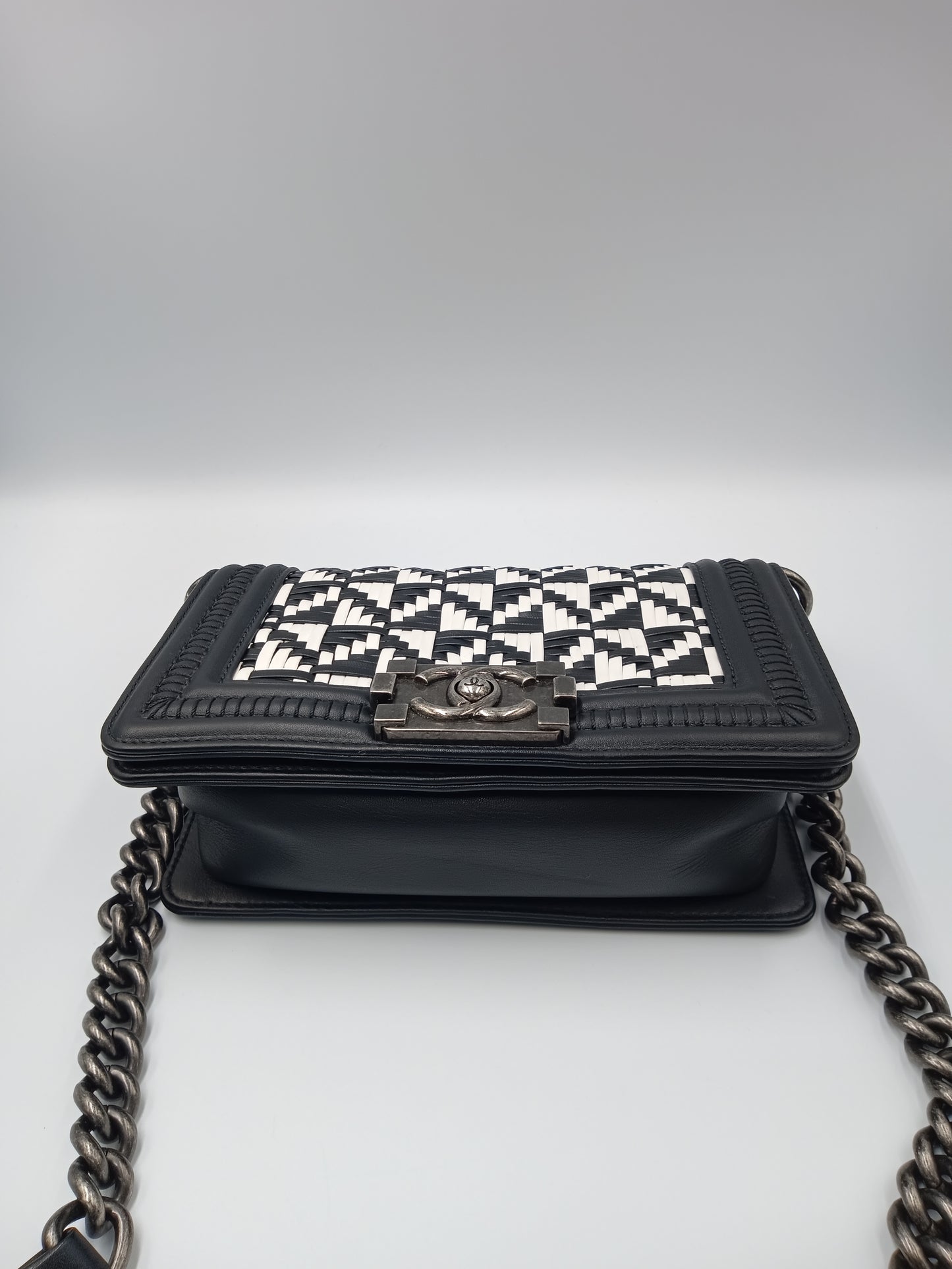 CHANEL Woven Black & White Leboy