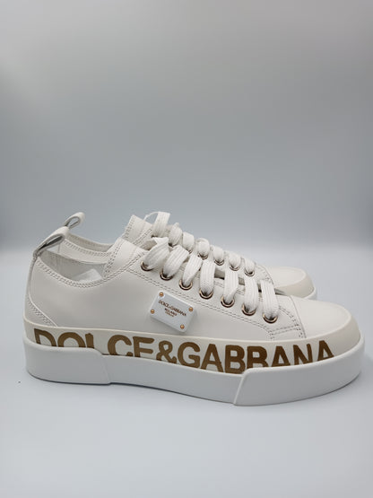 DOLCE & GABBANA White & Gold Shoes
