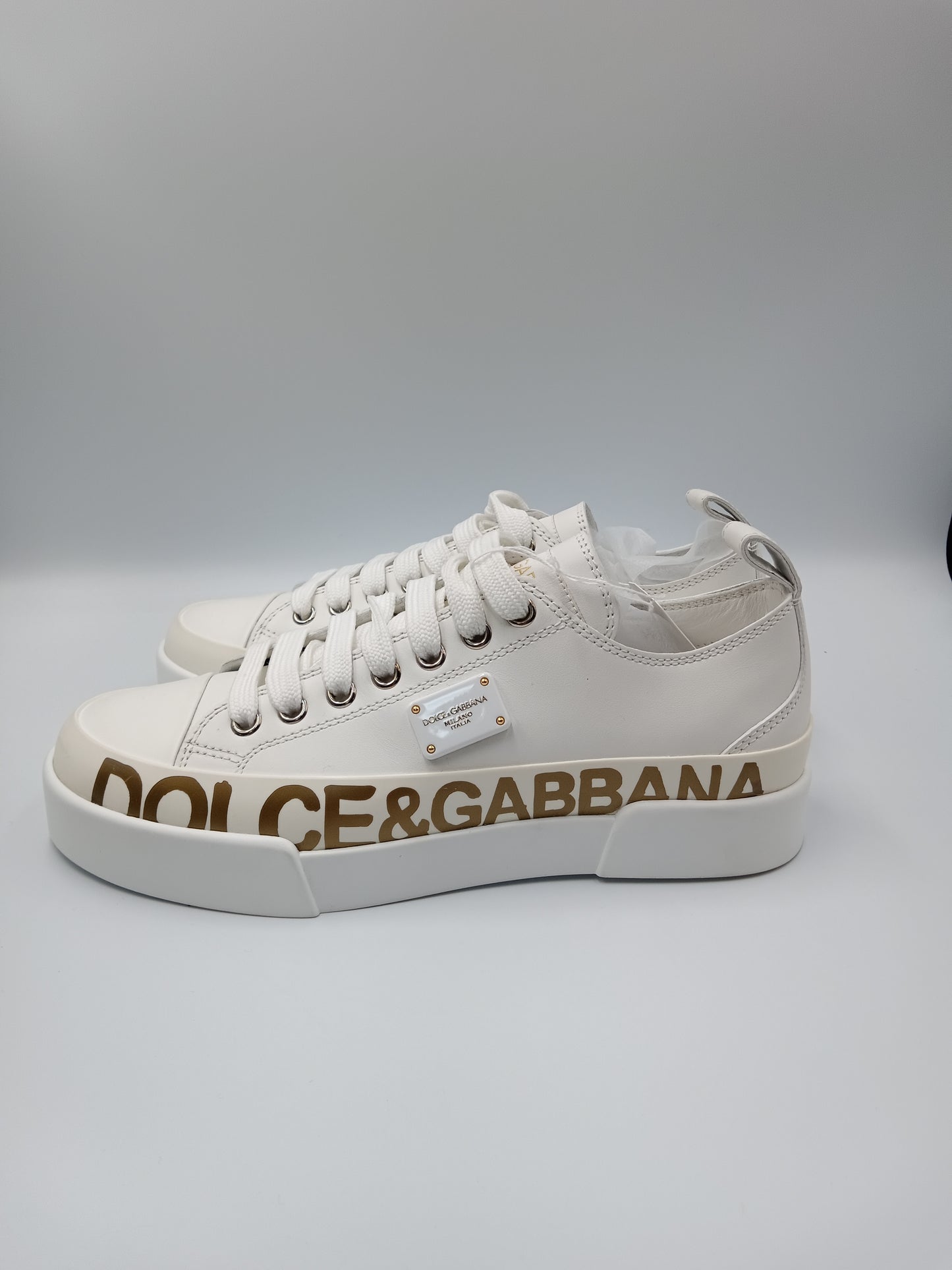 DOLCE & GABBANA White & Gold Shoes