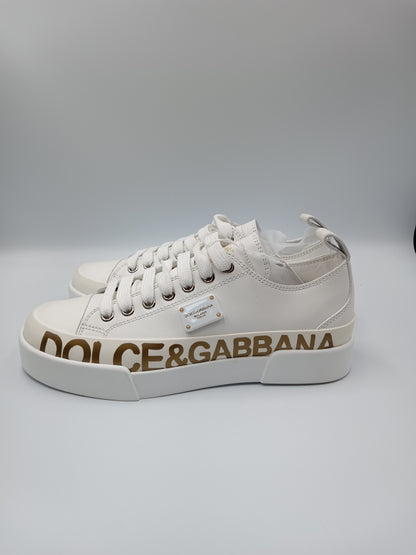 DOLCE & GABBANA White & Gold Shoes