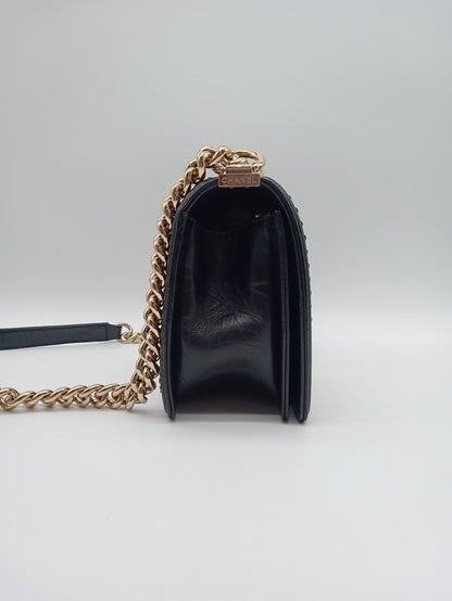 CHANEL Studded Calfskin Chevron Leboy