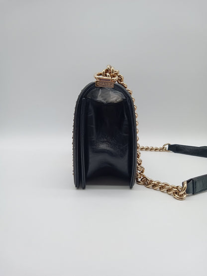 CHANEL Studded Calfskin Chevron Leboy