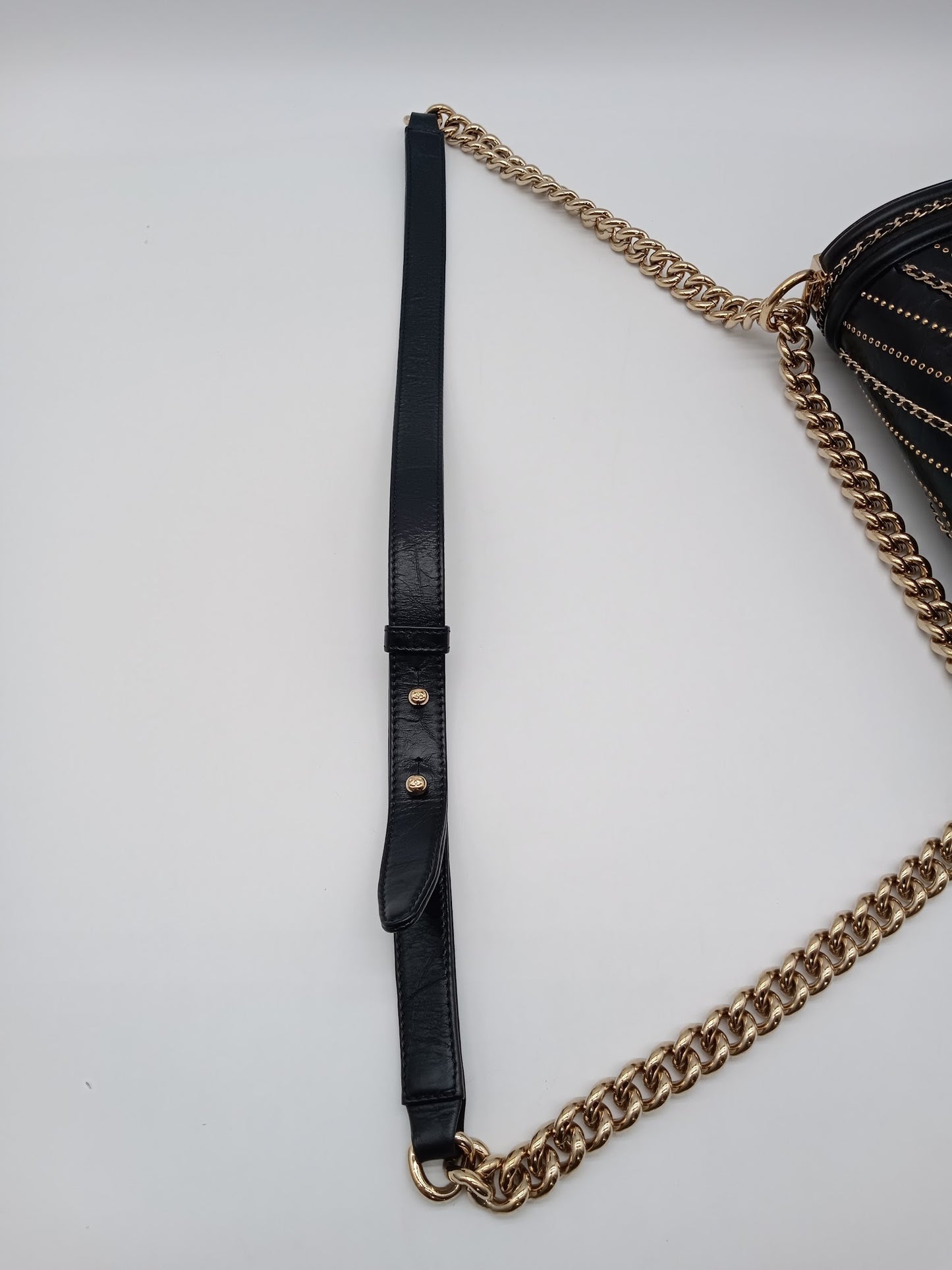 CHANEL Studded Calfskin Chevron Leboy