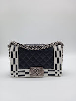 CHANEL Lambskin Checkerboard Trim Leboy