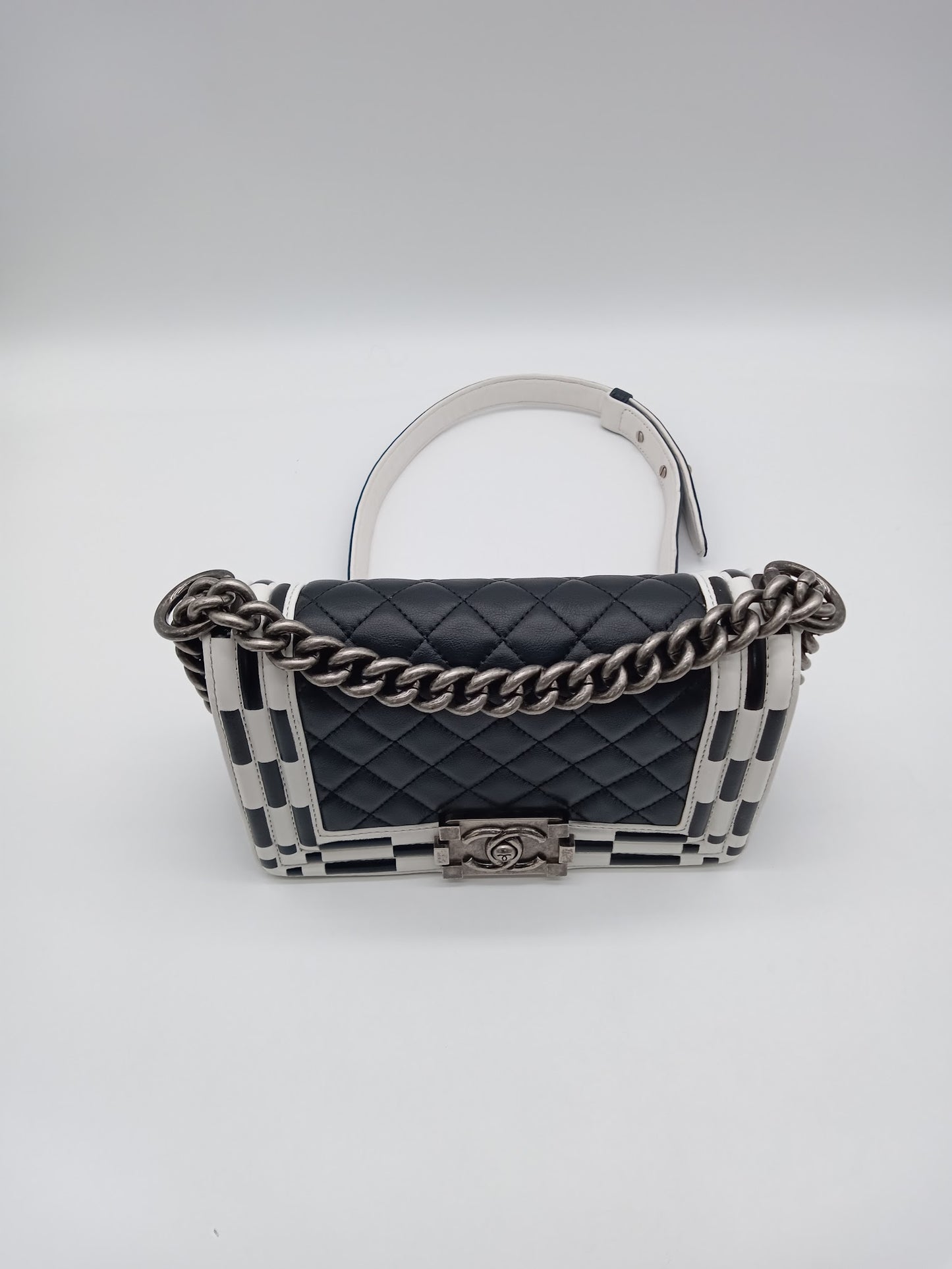 CHANEL Lambskin Checkerboard Trim Leboy