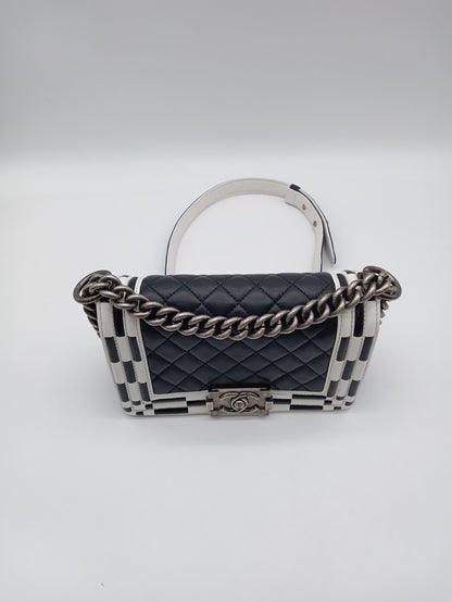 CHANEL Lambskin Checkerboard Trim Leboy