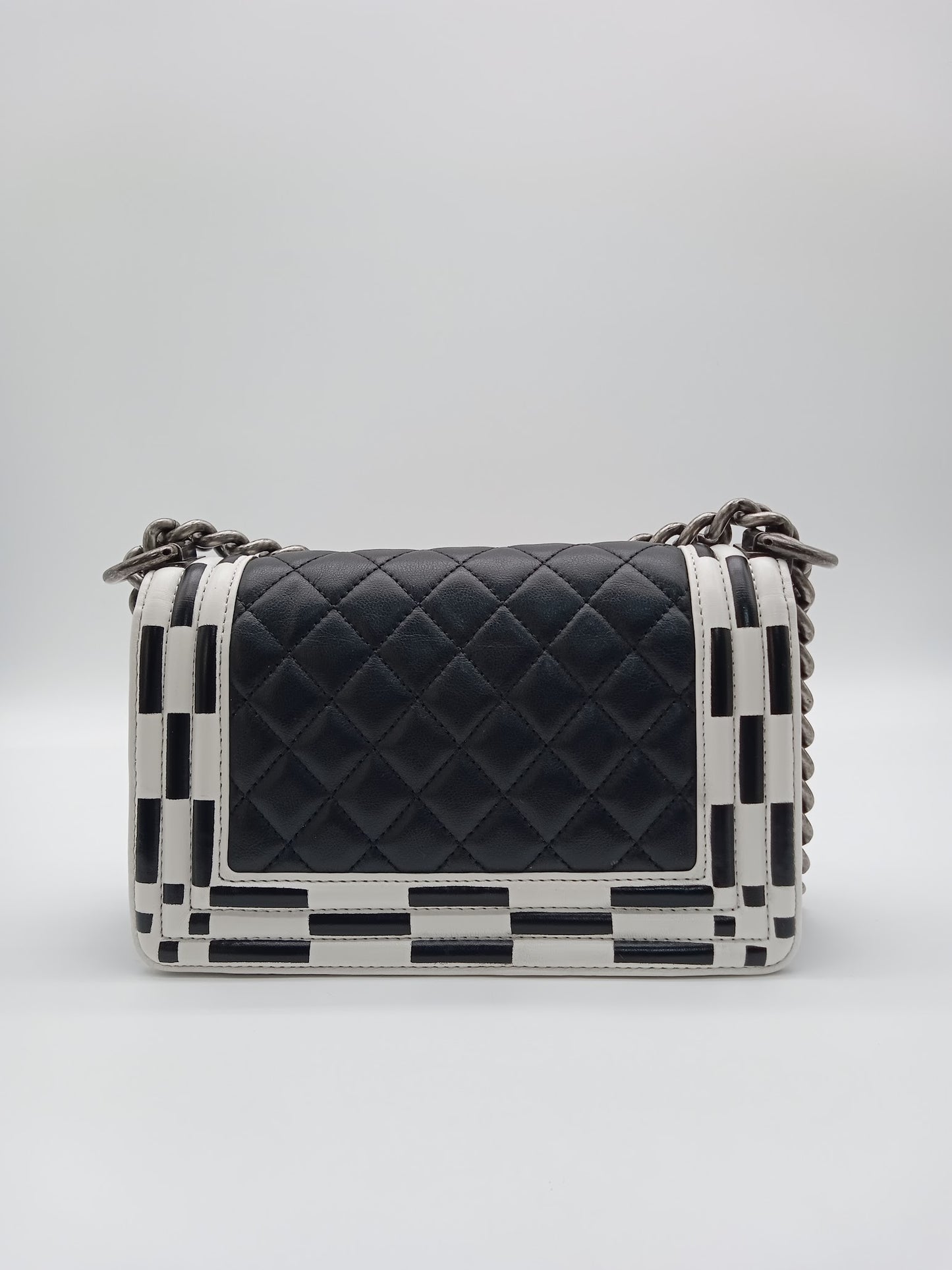 CHANEL Lambskin Checkerboard Trim Leboy