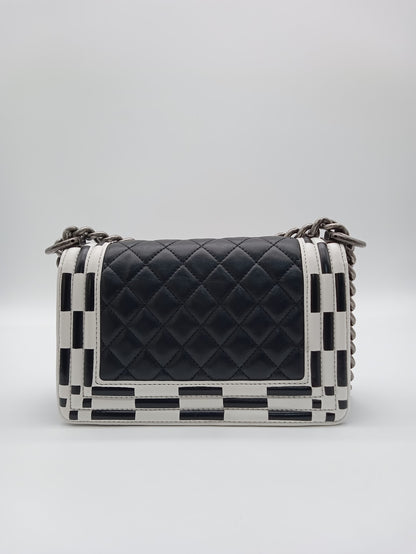 CHANEL Lambskin Checkerboard Trim Leboy