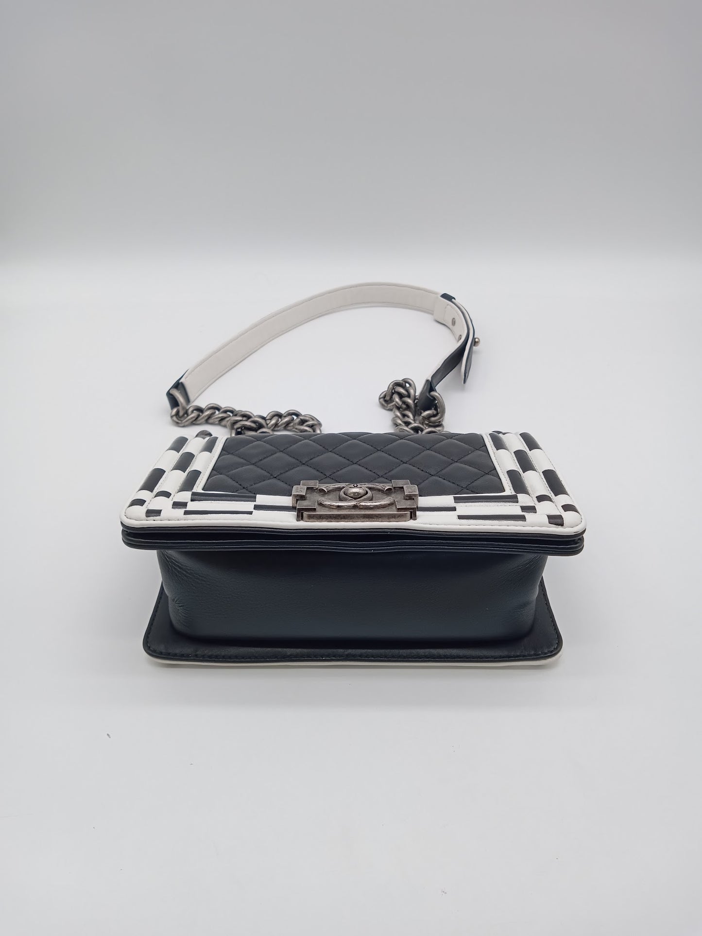 CHANEL Lambskin Checkerboard Trim Leboy