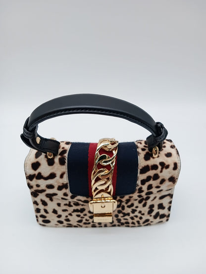 GUCCI Leopard Print Calf Hair Sylvie Bag