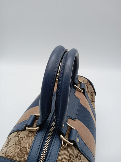 GUCCI Canvas Web Boston Bag