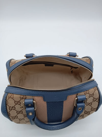 GUCCI Canvas Web Boston Bag