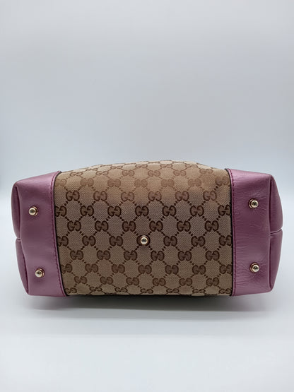 GUCCI Canvas Heart Bit Charm Sukey Tote